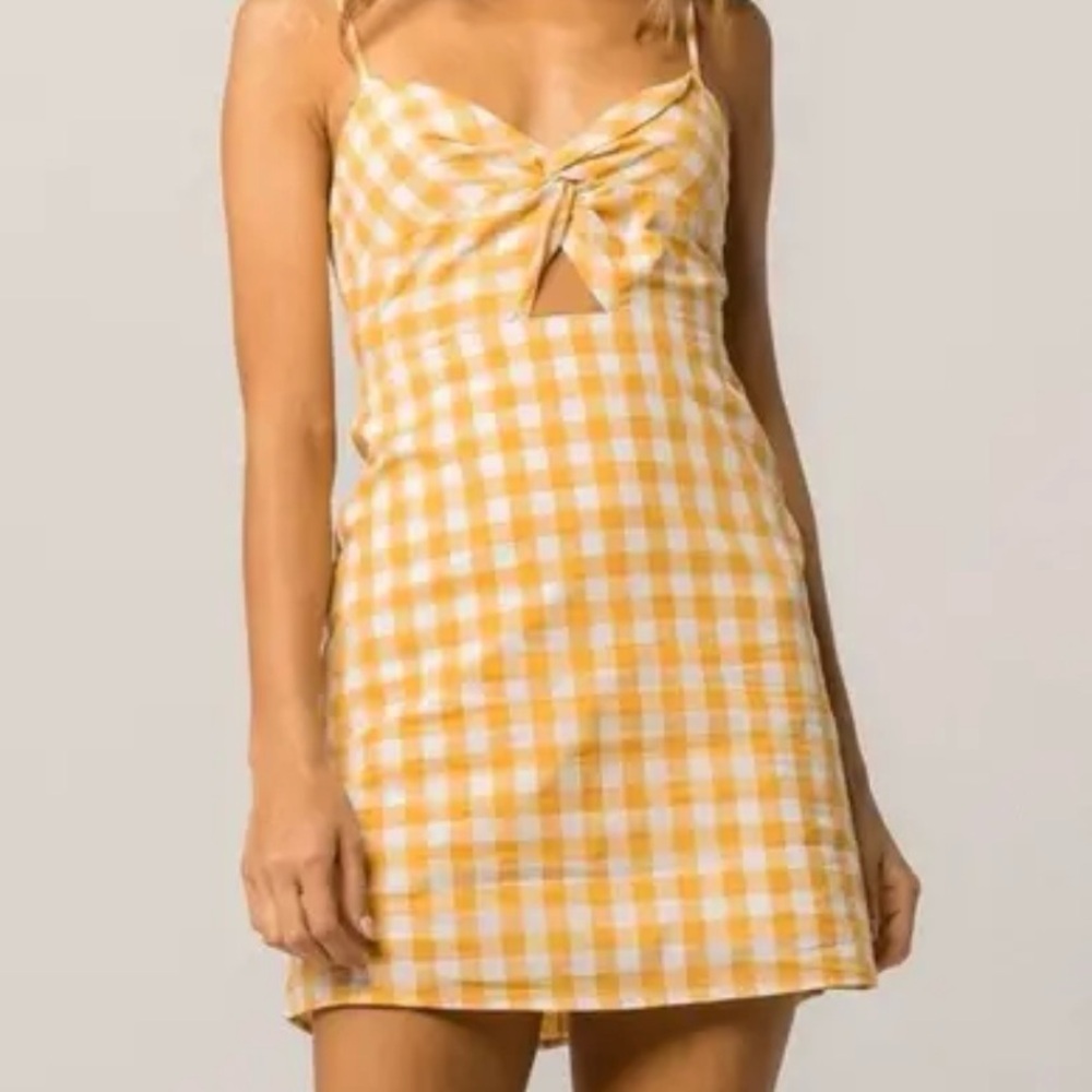 NWT Tilly’s Full Tilt Yellow Gingham Summer Mini Dress